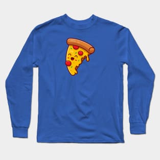 Cute Pizza Cartoon Illustration Long Sleeve T-Shirt